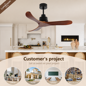 42 Inch Solid Wood <b>Ceiling</b> Fan Without <b>Light</b> with Remote Control, Downrod Mount Quiet Reversible DC Motor Fan - Product Image 4