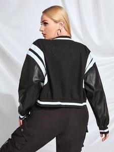 Chaqueta Varsity de Satén para Mujer, Logotipo Personalizado, Chaqueta de Béisbol de Alta Calidad con Mangas de Piel de Oveja, Chaqueta Transpirable de Punto - Product Image 2