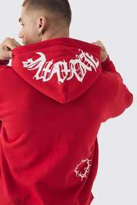 Dernier design streetwear, sweat-shirt oversize rouge à fermeture éclair, imprimé cœur, basique, en coton mélangé, sweat-shirts personnalisés en gros pour hommes - Product Image 4