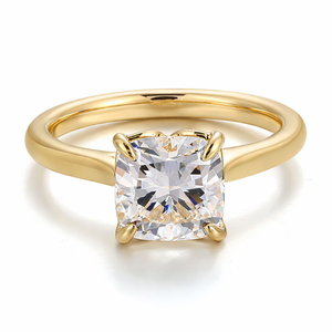 Bague de fiançailles solitaire en or rose 14 carats de haute qualité, certifiée IGI, couleur DEF, clarté VS-VVS, 1 carat, taille coussin, diamant de laboratoire - Product Image 2