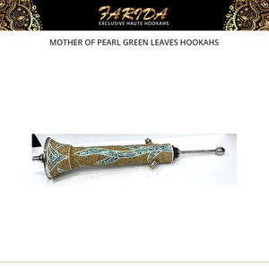 Chicha Farida Exclusive de Luxe en Acier Inoxydable, Décorée de Feuilles Vertes en Nacre Égyptienne et Laque, Modèle de Collection Premium - Product Image 5