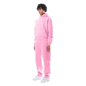 Premium Quality Customized Solid Pink Pullover <b>Hoodie</b> & Sweatpants Own Your Designs <b>Oversized</b> Men <b>Fleece</b> Tracksuits Street Style - Product Image 3