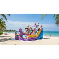 Grand parc de jeux gonflable extérieur en forme de licorne