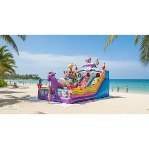 Grand parc de jeux gonflable extérieur en forme de licorne - Product Image 2