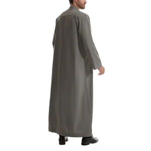 Mode moyen-orient Thobe musulman hommes col rond vêtements islamiques couleur unie saoudien arabe Jubba Thawb hommes robe pour le Ramadan Eid - Product Image 4