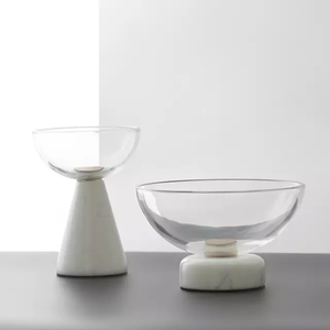 Bol de service moderne pour la maison hôtel Restaurant bol à Fruits marbre et métal couleur argent bol moderne salade soupe plat - Product Image 6