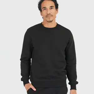 Kaus Pullover uniseks Malibu 3XL pria, Sweatshirt klasik leher bulat warna hitam HEATHER