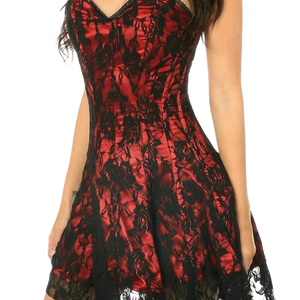 Faux Leather Overbust Corset Women Fishnet Panel Steel Boned Bustier Lingerie <b>Top</b> with Body Shaping Fit - Product Image 3