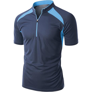 Camiseta ligera de entrenamiento de algodón orgánico 100% para hombre, camiseta de entrenamiento de gimnasio de manga corta con cuello con cremallera y diseño transpirable - Product Image 6