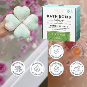 Fabriqué en Europe Coffret cadeau de luxe personnalisé 4 bombes de bain en forme de cœur au parfum de lys dans une boîte cadeau Bombes effervescentes pour le corps - Product Image 1