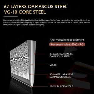 Couteau de chef en acier Damas personnalisé en gros manche en ébène noir lame tranchante fixe professionnelle couteau de cuisine de service OEM ODM - Product Image 3