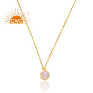 Última tendencia de plata esterlina 18K chapado en oro Arco Iris Luna piedra colgante collar Demi joyería fina fabricante - Product Image 2