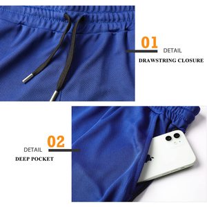 กางเกงขาสั้นผ้าฝ้ายผู้ชายสำหรับออกกำลังกายผ้าทนทานใส่ได้พอดีกับกระเป๋าทรงลึกเอวยางยืดที่สร้างขึ้นเพื่อการฝึกสตรีทและสวมใส่สบาย - Product Image 3