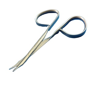 Tijeras de acero inoxidable de punta fina y curvada para microcirugía oftálmica, con mango de cinta, instrumento manual - Product Image 1