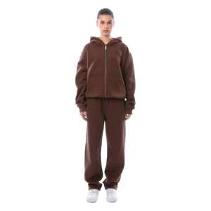 Ensemble de survêtement à fermeture éclair surdimensionné en molleton marron chaud d'hiver décontracté pour hommes pantalon de survêtement à capuche à fermeture éclair complète pour Streetwear Gym-Loungewear - Product Image 4
