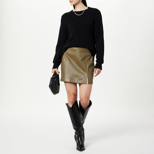 Custom Ladies Leather Skirt Oem Supplier Genuine Cowhide Breathable Fashion Mini Skirt Private Label Leather Skirts - Product Image 6