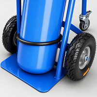Chariot à main pliable à quatre roues pour bouteilles de gaz oxygène-acétylène industrielles avec dispositif anti-basculement pour bouteilles de CO2