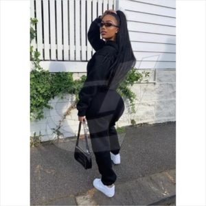 2022 Bán Buôn Của Phụ Nữ Cộng Với Kích Thước Theo Dõi Phù Hợp Với Đồng Bằng Xếp Chồng Lên Nhau Sweatsuit Với Chạy Bộ Mồ Hôi Quần Mùa Đông Sweatsuit <span class=keywords><strong>Set</strong></span> - Product Image 2