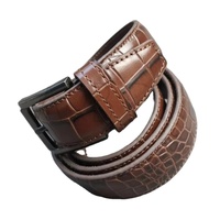 Ceinture décontractée en cuir de vachette texturé pour homme, design gaufré, taille réglable, OEM ODM, logo personnalisé, boucle en acier, durable et légère