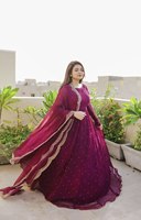 Robe longue Anarkali traditionnelle indienne moderne en Georgette avec broderie diamant, Salwar Kameez de créateur à manches longues avec Dupatta, tenue de soirée pour femme, livraison rapide