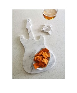 Tabla de cortar de mármol de alta calidad con patrones clásicos de veteado blanco y gris para un elegante y sofisticado - Product Image 1