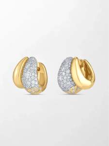 Pendientes Huggie con Diamantes Cultivados en Laboratorio, Corte Redondo y Pavé, 2.04 Ct, Color GH, Claridad VS, 138 Piedras, Oro Amarillo de 14K, Acabado Redondeado y Brillante - Product Image 1