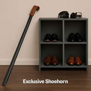 Chausse-pied en acier inoxydable de 52 cm, manche long, durable, bâton à enfiler les chaussures confortable avec poignée allongée, bâton à chaussures - Product Image 3