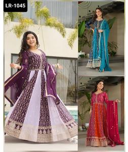 Las últimas mujeres usan vestidos Anarkali de lujo estilo pakistaní estilo de ropa Georgette Anarkali vestido con diseñador Dupatta para mujeres - Product Image 1