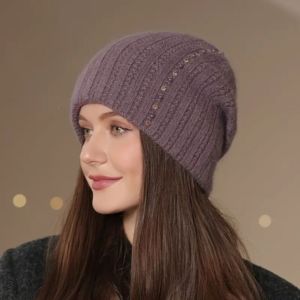 Gorro en blanco de moda clásico Unisex de alta calidad, gorro de estilo ruso, gorro de viaje informal, gorro de invierno, gorro de punto para mujer - Product Image 4