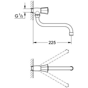 Robinet d'angle pivotant Grohe Costa 1/2 pouce chromé avec marquage bleu - Product Image 5