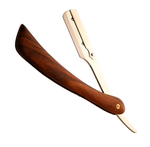 Maquinilla de afeitar de borde recto Manual de peluquero para hombre de grado Industrial de alta calidad, hoja de acero inoxidable, mango de madera, uso facial y corporal - Product Image 2