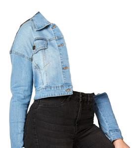 Vestes en jean courtes décontractées pour femmes, coupe ajustée, manches longues, boutonnées, vêtements d'été 2026, service de personnalisation OEM - Product Image 5