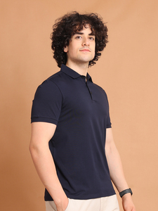 Venta al por mayor 100% algodón estampado bordado Logo hombres Polo Camisa lisa en blanco Golf Polo camiseta personalizada Polos 2025 Color marino - Product Image 5