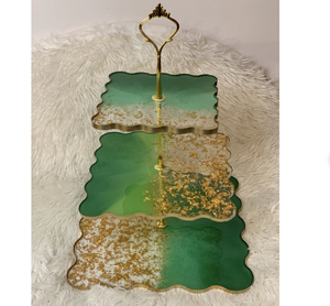 Soporte de resina personalizado para pasteles y soporte de postres con posavasos coloridos para decoración de fiestas y hoteles de Tayyab Handicraft - Product Image 1