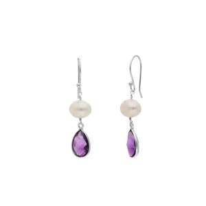 Venta al por mayor de alta calidad 925 plata esterlina Boho Hippies pendiente hecho a mano amatista Natural madre perla piedra preciosa para fiesta - Product Image 1