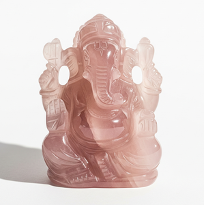 Statue de Ganesha sculptée à la main Figurine cadeau d'affaires avec cristal de guérison en quartz rose Inde pierre semi-précieuse artisanat gravé - Product Image 2