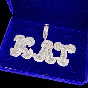 Colgante de moissanita VVS, colgante de diamante personalizado, diseño de letras, colgantes y dijes finos, joyería fina de diamantes para hombres de Hip-Hop Iced Out - Product Image 4