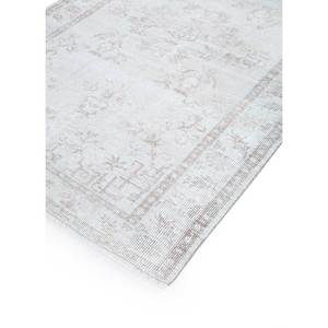 Tapis en laine noué à la main vintage ivoire, motif médaillon abstrait rectangulaire pour salon et couloir, fait main Pae-1211 - Product Image 2