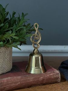 Campana de mano fuerte de latón puro con mango de madera nueva apariencia de campana de peón de metal para oficina en precio al por mayor en Juego de 3 - Product Image 2