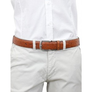 Cinturón Italiano de Lujo Hecho a Mano, Cuero de Avestruz Estampado Marrón Claro, 3.5 cm de Ancho, 130-135 cm de Largo, Aleación de Alta Calidad, Casual, Oferta 6 - Product Image 2