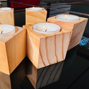 Conteneur de bougie en bois de luxe fait à la main, bougeoirs rustiques et élégants pour la décoration de la maison, les centres de table et les cadeaux, commandes en gros - Product Image 1