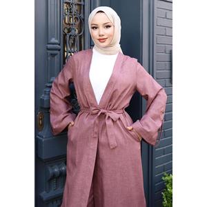 Ensemble kimono chic noir 2 pièces à col rond, longueur midi, 100% polyester - Product Image 2