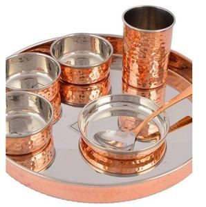 Service de table en laiton embossé, grand plateau en cuivre pour repas traditionnels, service de table authentique martelé - Product Image 3