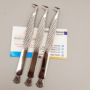 Pinzas de pestañas personalizadas de acero inoxidable sostenible, volumen de arranque de 90 grados con punta de fibra, Etiqueta Privada, logotipo OEM - Product Image 1