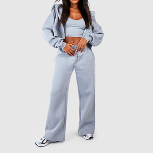 Nouveauté Hiver Printemps 2026 Ensemble 2 pièces pour femme : Pantalon superposé et sweat à capuche décontracté, personnalisable avec logo - Product Image 1