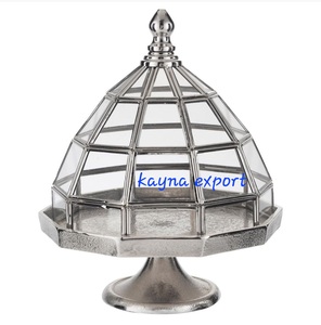 Soporte decorativo de lujo para cupcakes, diseño personalizado de METAL dorado con cúpula de cristal, decoración de boda, superventas - Product Image 2