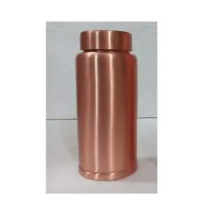 Straight Design Copper Water Bottle Vessel Handcrafted Ayurveda health benefits Easy to carry for Sports Fitness Yoga School Sty