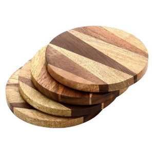 Handmade Classic Walnut Wood Eco-Friendly Coaster Set Durable Non-Slip <b>Round</b> <b>Mats</b> and Pads with Custom Size for Everyday Use - Product Image 4
