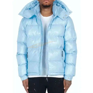 Vêtements d'hiver pour hommes de haute qualité, couleur unie, vestes à capuche à col montant et bouffantes, doudoune chaude en coton, vente en gros - Product Image 1