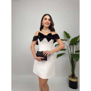 Robe fourreau en satin sans bretelles avec taille naturelle et détail nœud 2156 - Product Image 5